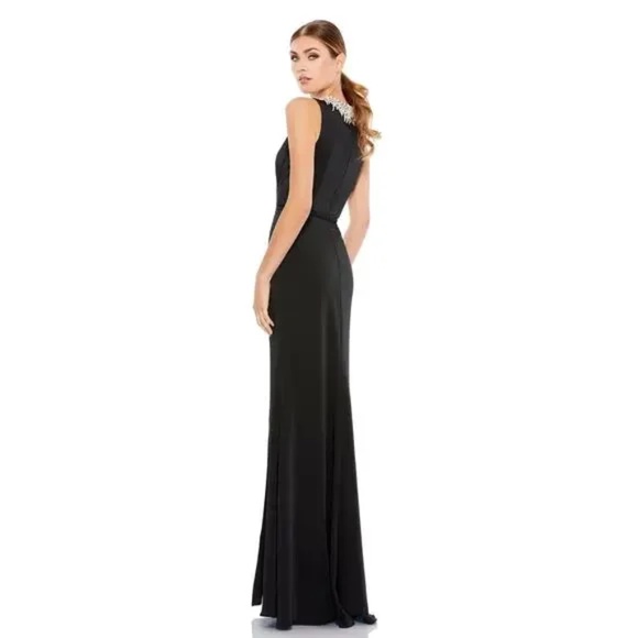 Ieena For Mac Duggal Beaded High Neck Gown Black Size 14 - Picture 2 of 16